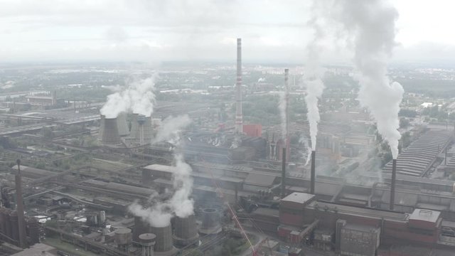 is the largest steelmaker in the central Europe mittal , aerial drone shot over , This clip is available in two different gradings , 10bit color or dji color lut 