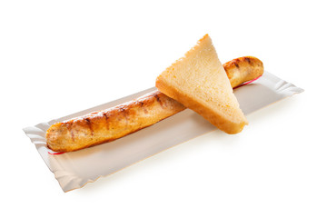 Bratwurst auf Wei&szlig;