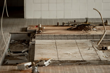 Construction debris after gutting a building