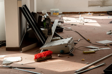Construction debris after gutting a building