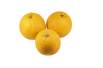 Three ripe fresh orange isolated on white background. Clipping Path