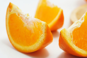 Slice oranges on white background