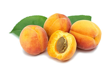 apricot yellow red sweet juicy fruit on a white background