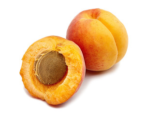 apricot yellow red sweet juicy fruit on a white background