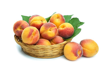 apricot yellow red sweet juicy fruit on a white background