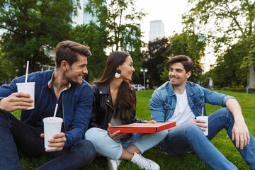 Group of happy young friends