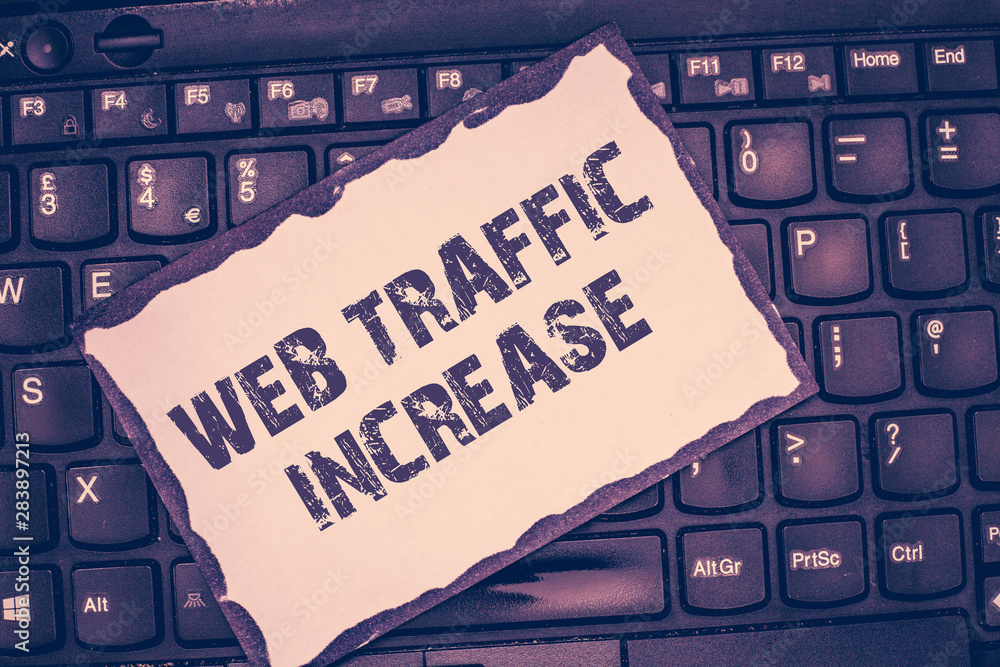 Poster conceptual hand writing showing web traffic increase. business photo showcasing expand visitors to a
