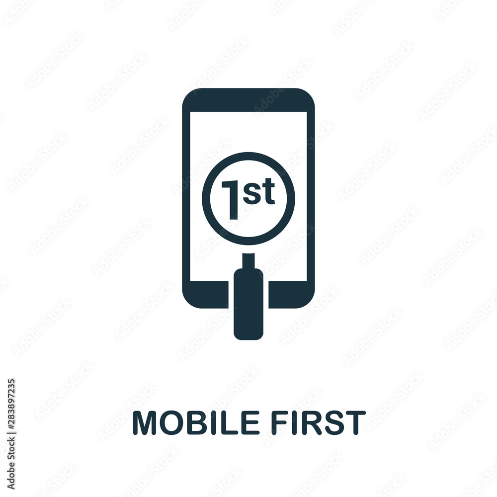 Poster mobile first vector icon symbol. creative sign from seo and development icons collection. filled fla