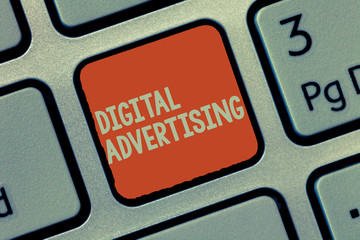 Word writing text Digital Advertising. Business concept for Online Marketing Deliver Promotional...