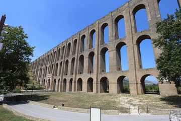 Maddaloni, Italy - 12 August 2019: The Carolino aqueduct created for the complex of San Leucio and the Royal Palace of Caserta