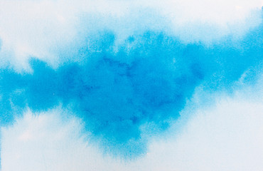 Fototapeta na wymiar Hand drawn watercolor splashing on paper art abstract blue background illustration