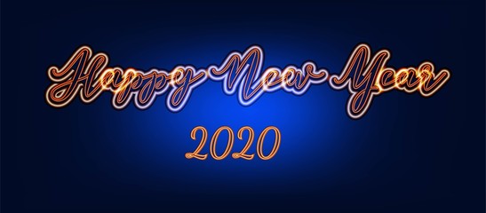 Happy New year 2020 on blue background-vector