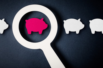 Checking finance with magnifying glass