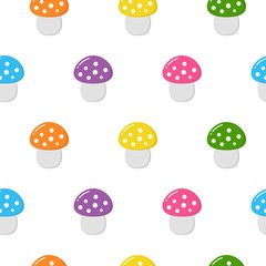 Seamless pattern with colorful cute mushrooms. Autumn background. Perfect for fabric,textile. Creative Vector background
