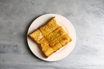 Common oriental breakfast set in Malaysia consisting of toast bread