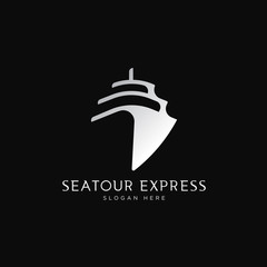 Elegant luxury silver cruise ship logo template © Anjar G