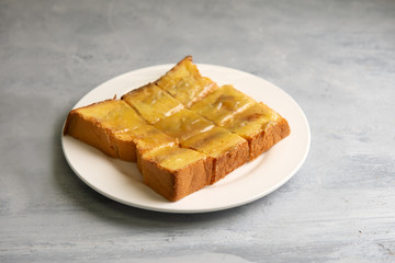 Common oriental breakfast set in Malaysia consisting of toast bread