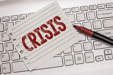 Text sign showing Crisis. Conceptual photo time when difficult or important decision must be made...
