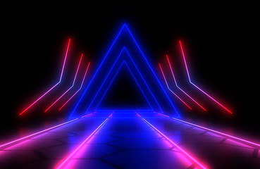 Fototapeta na wymiar 3D abstract background with neon light. 3d illustration