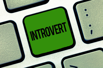 Text sign showing Introvert. Conceptual photo tend to be inward turning or focused more internal...