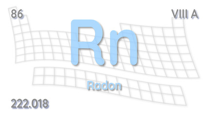 Radon chemical element  physics and chemistry illustration backdrop