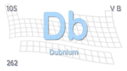 Dubnium chemical element  physics and chemistry illustration backdrop