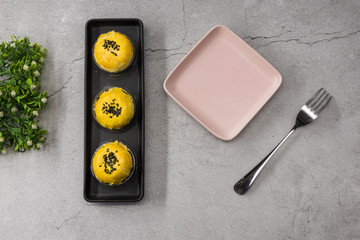 Asian modern pastry catering gourmet baking snacks beautiful layout top view