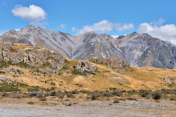 Dramatic scenery of Edoras (Lord of the Rings filming location), Canterbury, New Zealand