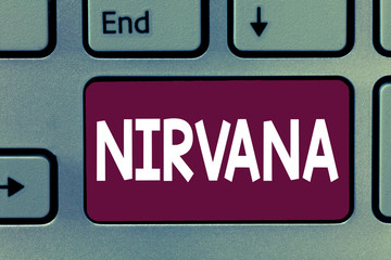 Writing note showing Nirvana. Business photo showcasing Transcendent state of mind Meditation Ideal place Zen lifestyle.