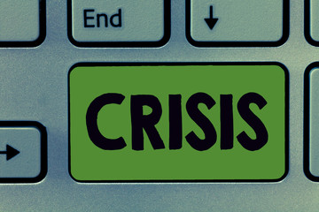 Text sign showing Crisis. Conceptual photo time when difficult or important decision must be made...