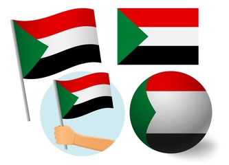 sudan flag icon set