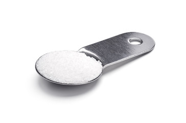 One tablespoon of sugar on white background - clipping path included