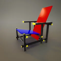 Tapeten red and blue chair of the year 1917 by designer Rietveld © magann