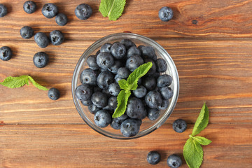 blueberries on the table top view.