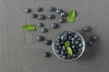 blueberries on the table top view.