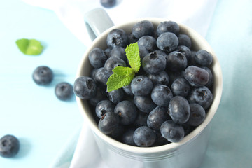 blueberries on the table top view.