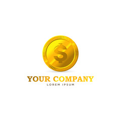Naklejka premium 3d golden dollar coin money logo illustration template