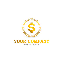 3d golden dollar coin money logo illustration template