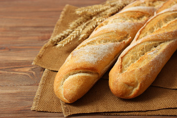 freshly baked bread on the table.