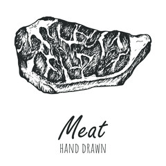 Steak meat vector sketch, isolated hand drawn icon.