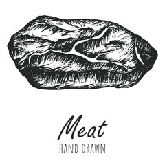 Steak meat vector sketch, isolated hand drawn icon.