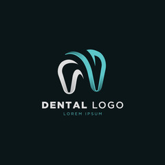 Modern 3d gradient dental logo template