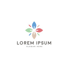 Flat modern ornamental floral leaf logo template
