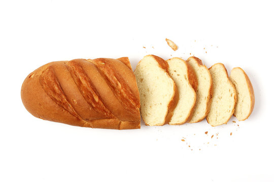 fresh bread on a white background top view.