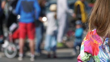 Giving runners high five in 4K slow motion 60fps