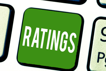 Writing note showing Ratings. Business photo showcasing Classification Ranking Quality Perforanalysisce Standards comparison.