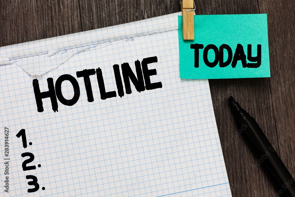 Poster conceptual hand writing showing hotline. business photo showcasing direct telephone line set up for 
