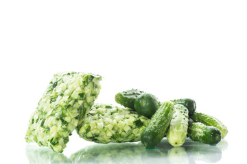 fresh sliced cucumbers in a vacuum package