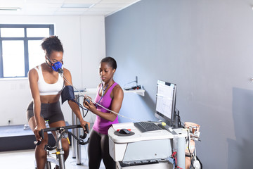 Woman doing a fitness test