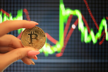 Binary options chart, trading statistics. Bitcoin and cryptocurrency investing. Concept with...